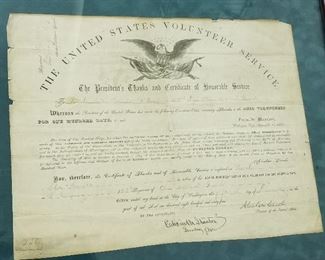 Lot # 154 - $ 500  Civil War Archive, Volunteer Service,  Signed by Abraham Lincoln