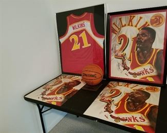 Lot # 175 - $ 130  Dominique Wilkins Autographed Jersey & Basketball & Top Framed Photo is Autographed.   