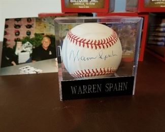 Lot # 198 - $40  Autographed Baseball Warren Spahn