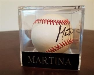Martina Signed baseball being sold with Lot # 158 