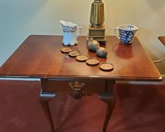 Fancy Mahogany drop leaf end tables
