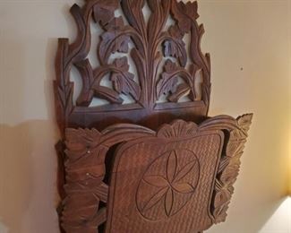 Antique hand made mail rack