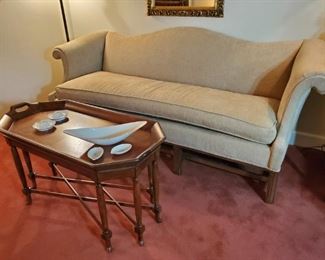 Fancy tea table and large vintage sofa