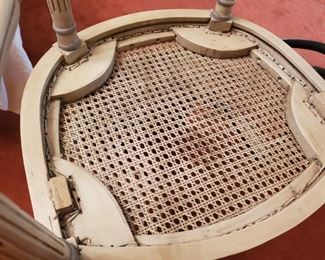 Modern shabby cane bottom chairs