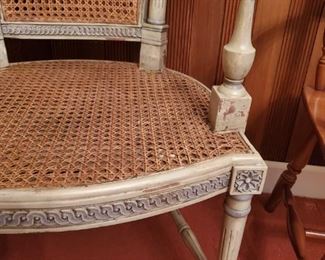 Modern shabby cane bottom chairs. Like new