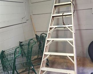 Huge10 foot ladder. Store buggy