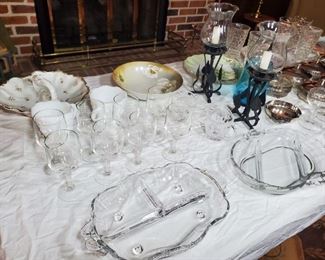 Divided crystal serving dishes