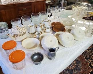 Lennox bowls. Crystal water glasses