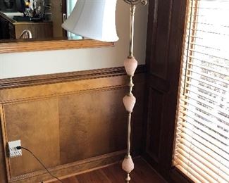 Vintage Lamp w Soft Pink Glass Embellishments