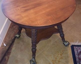 antique lamp table with killer ball and claw feet