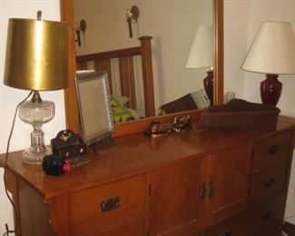 Bassett mission style dresser and mirror