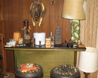 vintage rattan bar and stools