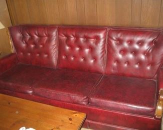 red vinyl couch