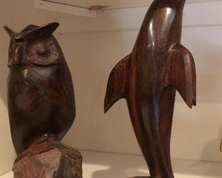 Wood owl and dolphin 