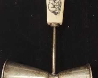 silver and walrus tusk 1950s shot glass measurer