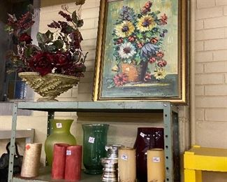 Vases, floral arrangement, painting