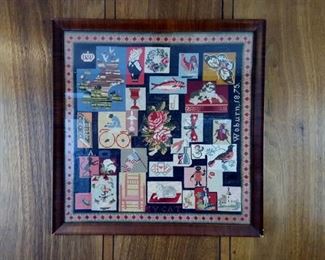 Framed cross stitch sampler "Woburn 1875"