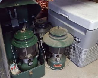 Coleman lanterns and coolers