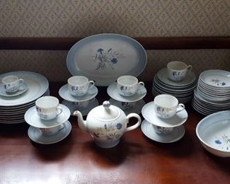 Bing & Grondahl Service for 8 Cornflower Blue Denmark Cups Saucers Plates Teapot (55 pieces total)