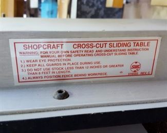 Shopsmith Shopcraft Cross-cut sliding table