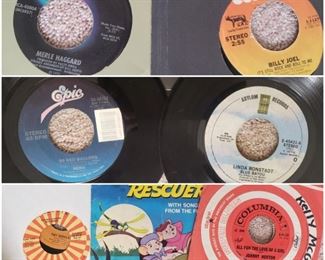 vintage albums, 45s. LPs
