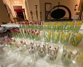 Vintage handpainted flower glasses