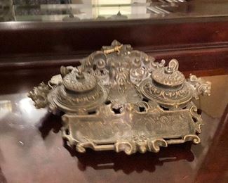 Antique double inkwell