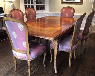 BAKER FRENCH COUNTRY DINING SET WITH 8 CHAIRS, 4 LEAVES AND ALL PADS!