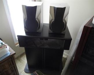 Speakers and cool TV stand!