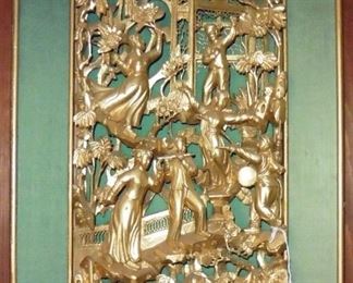 Carved Chinese gilt panel