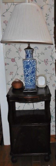 Nightstand; Asian inspired lamp