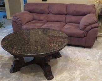 Sofa, marble top table