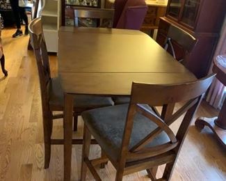 #3		Tall Dropside Bar Height Table w/4 chairs - Dark Solid Wood   30-48x30x36	 $225.00 
