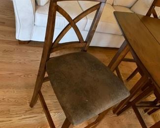 #3		Tall Dropside Bar Height Table w/4 chairs - Dark Solid Wood   30-48x30x36	 $225.00 
