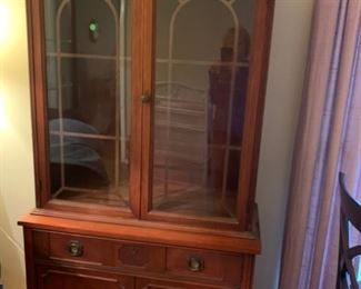 #9		Antique China Cabinet 2 glass doors w/ 2 Shelves ,1 drawer & 2 wood Doors  36x16x72 - 1 pc	 $225.00 
