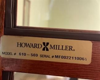 #12		Howard Miller Grandfather Clock   18.5x11x7' 	 $400.00 
