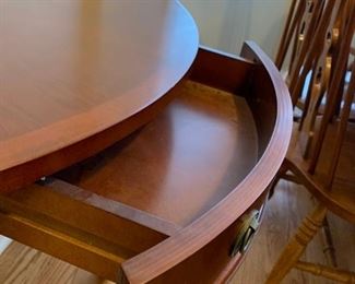 #22		1/2 round end table w drawer 36x18x30	 $75.00 
