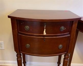 #23		side table w 2 drawers on 4 legs with key 23x15x32 - as is 	 $75.00 

