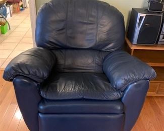 #25		England Blue Leather Recliner  (as is small Tear)	 $200.00 
