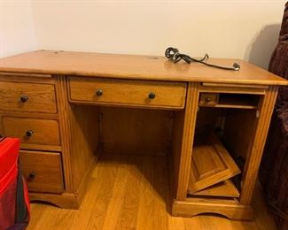 #32		Wood Office Desk w/3 drawers, pull-out keyboard, & 1 door CPU  54x25x30	 $100.00 
