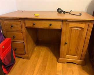 #32		Wood Office Desk w/3 drawers, pull-out keyboard, & 1 door CPU  54x25x30	 $100.00 

