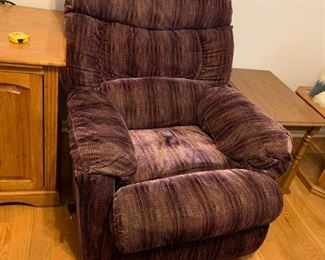 #33		Burgandy Fabric  Action Industries Recliner	 $75.00 
