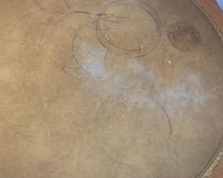 #52 Hammary Round pedestal table  35x28.5 (as is top)  $75.00