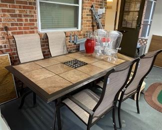 #59		Aluminum Rectangle Table w/tile Top (Hampton Bay) & 4 chairs	 $75.00 
