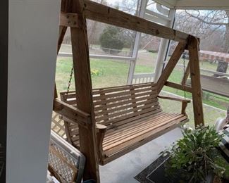 #61 Wood Frame w/Hanging Wood Swing 72" Long - Stand 104" long x 70" Tall $300.00 