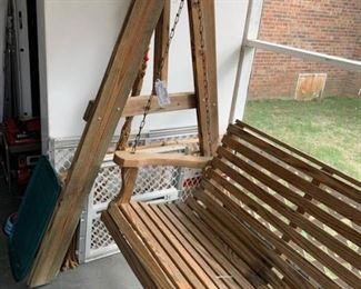 #61 Wood Frame w/Hanging Wood Swing 72" Long - Stand 104" long x 70" Tall $300.00 
