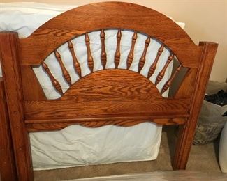 twin size wooden wagon wheel style bed with mattress set