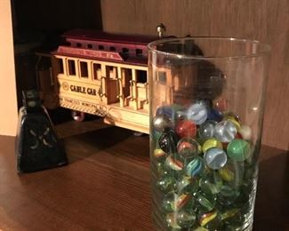 vintage marbles and rail car collectible