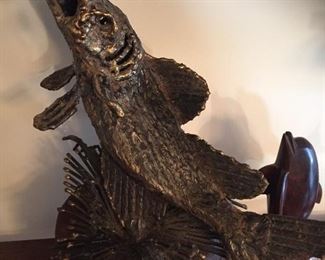 Metal Sculpture “ Black Bass” by James Scorse 13” long 11” high