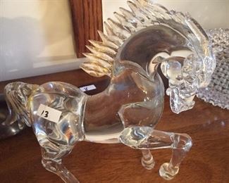 Art glass signed horse